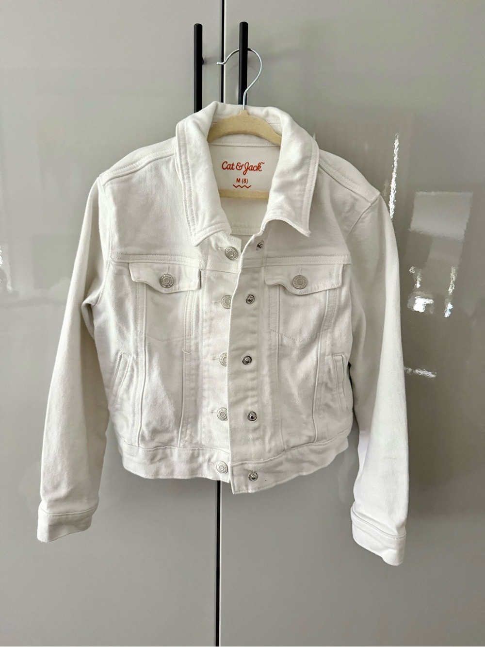 Cat & Jack Girls White Denim Jacket Size 8